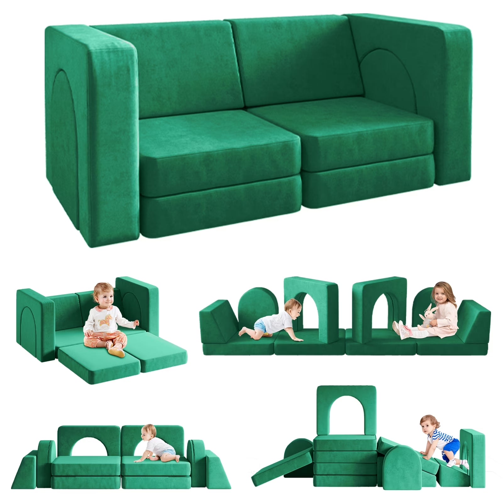 Sofá Modular Para Niños De 10 Piezas, Sofá Para Niños Con Pendiente De Escalada, Sofá Para Niños Pequeños Para Jugar, Crear, Dormir, Sofá Interior Para Niños Y Niñas, Rosa