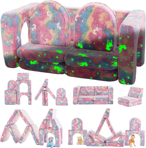 Sofá Modular Para Niños De 10 Piezas, Sofá Para Niños Con Pendiente De Escalada, Sofá Para Niños Pequeños Para Jugar, Crear, Dormir, Sofá Interior Para Niños Y Niñas, Rosa