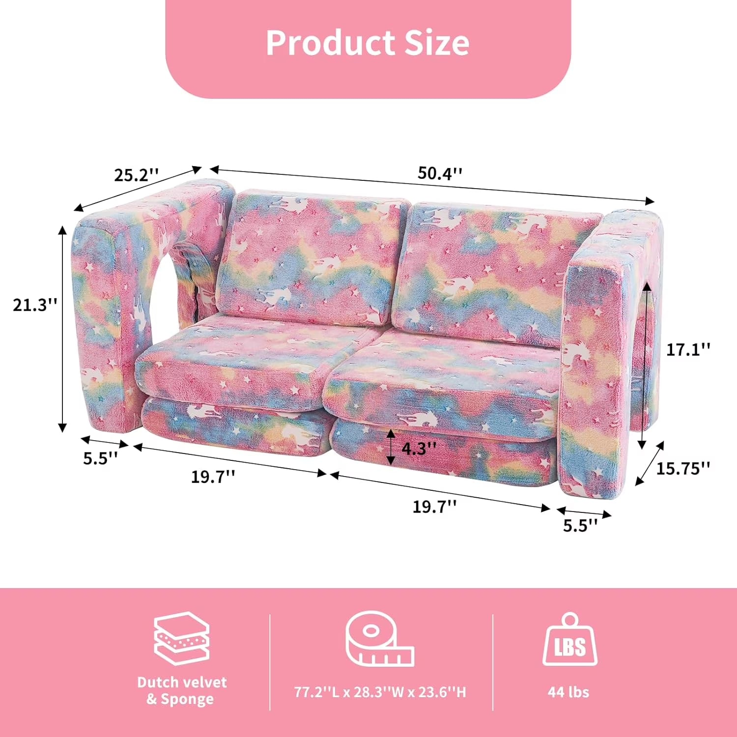 Sofá Modular Para Niños De 10 Piezas, Sofá Para Niños Con Pendiente De Escalada, Sofá Para Niños Pequeños Para Jugar, Crear, Dormir, Sofá Interior Para Niños Y Niñas, Rosa