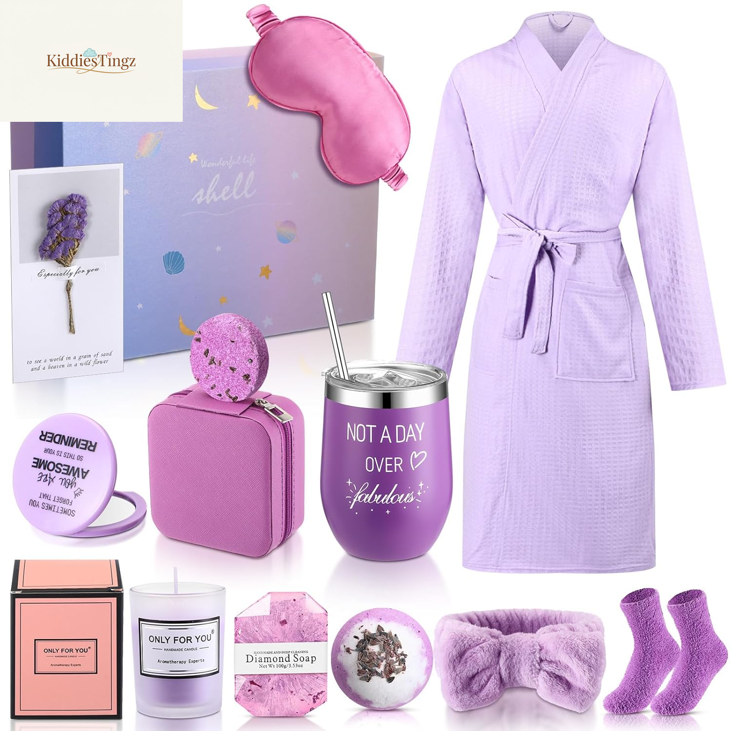 13 Pcs Birthday Gifts for Women Spa Basket Set for Women Mother'S Day Gifts Mirrors Socks Steamers Jewelry Case Bath Robe Mom Nurse Girlfriend Wife